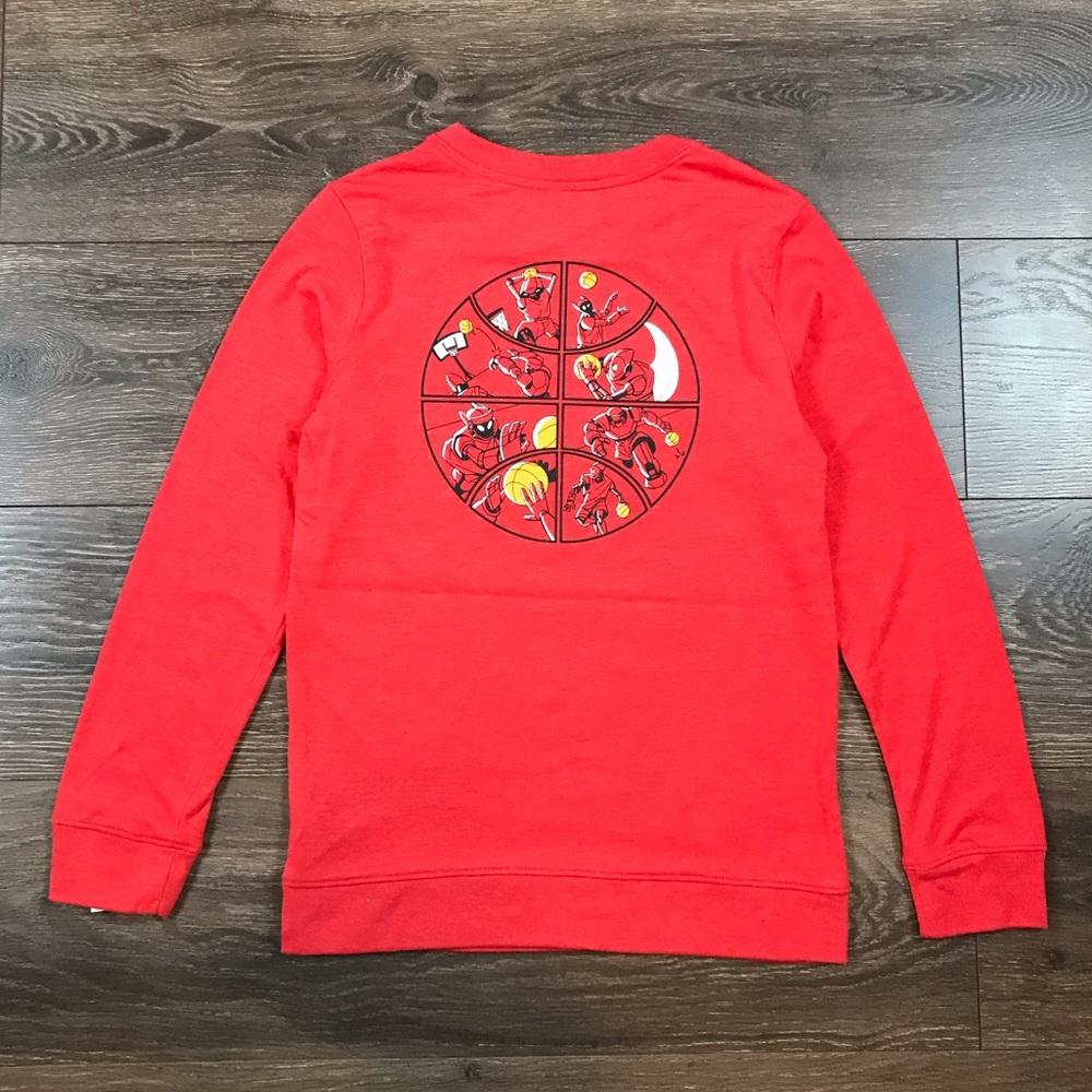 Cat & Jack Boys Robotic Basketball Game Graphic Logo Long Sleeve Red Shirt Sz M